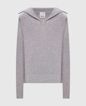 Allude Gray cashmere sweater with a collar