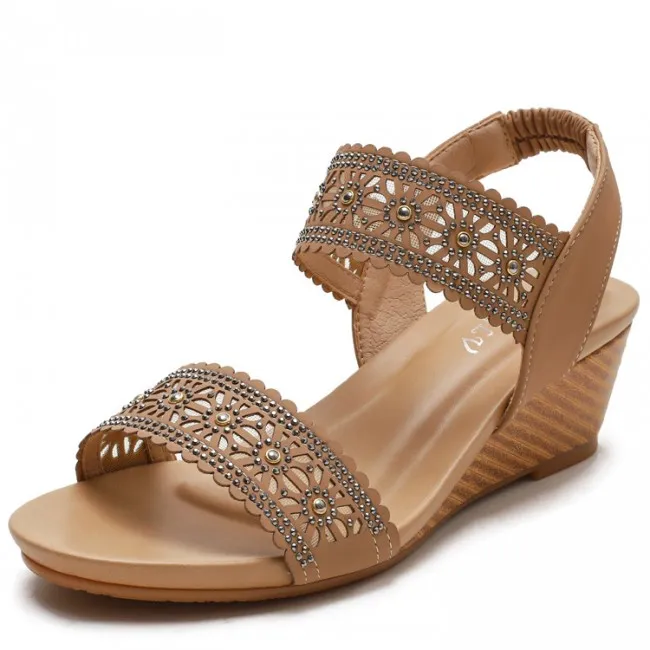 Bohemia Hollow Flower Thick Sole Sandals Comfort Walking Shoes T-Strap Casual Flip Flops Ladies Dressy Summer Beach Gladiator Sa