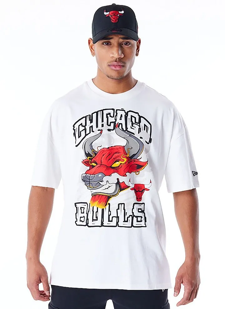 camisa New Era Graphic Drop Shoulder NBA Chicago Bulls - White/Black - men´s