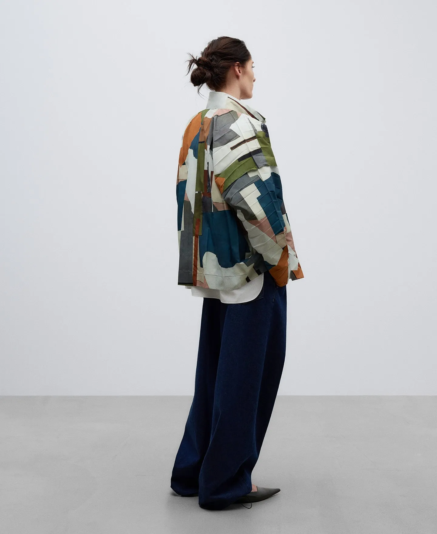 Crinkle printed jacket woman