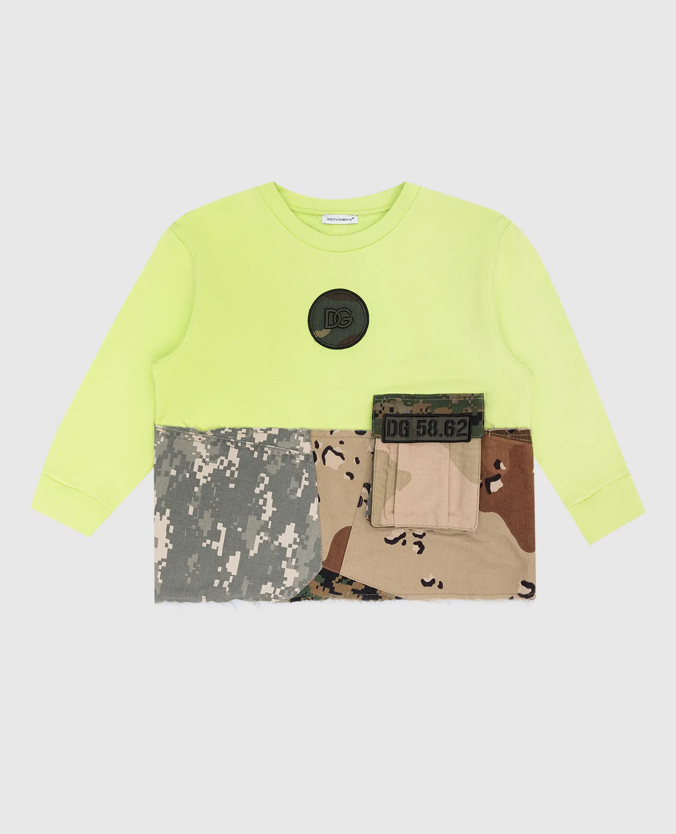 Dolce&Gabbana Children's green sweatshirt with camouflage print