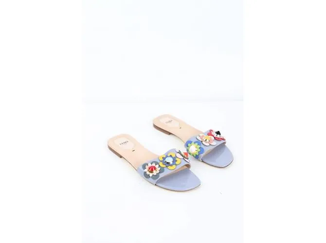 Fendi Mules de cuero Azul 
