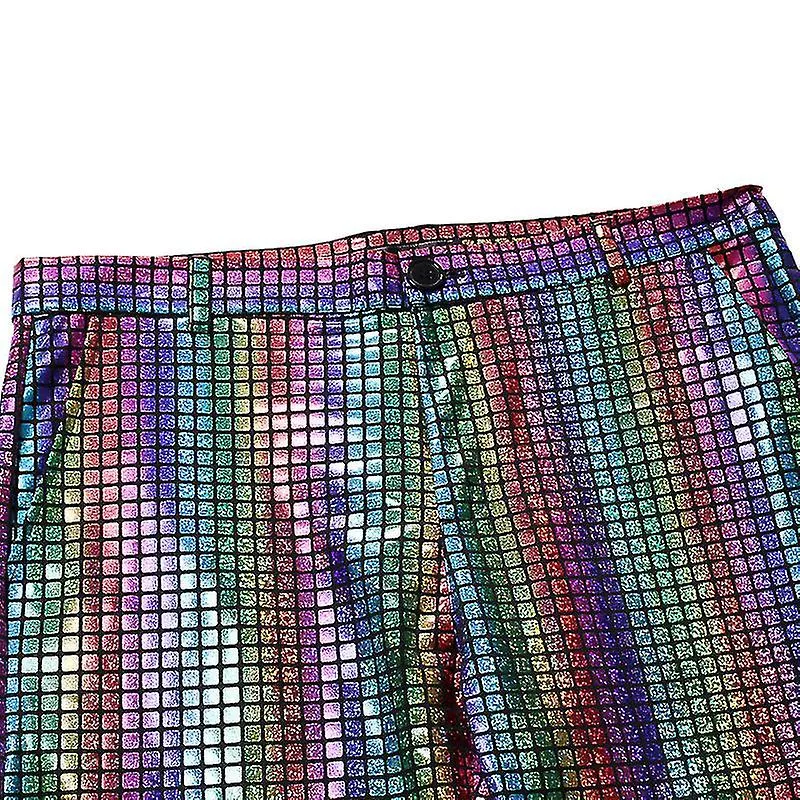 Men's Suits, Plaid Bronzing Stage Nightclub Cool Performance Shiny Suit Pants Two-piece Set