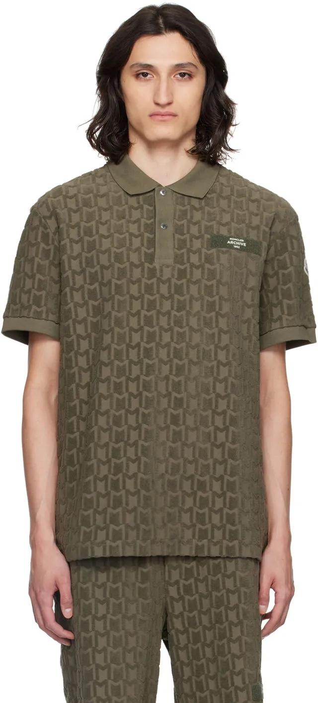 Moncler Khaki Monogram Polo