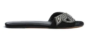 Mules Isabel Marant FR40 en ante negro con joyas, talla US9. 