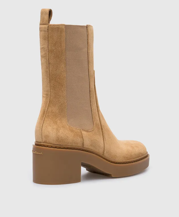 Santoni Brown Suede Chelsea Boots