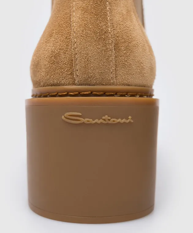 Santoni Brown Suede Chelsea Boots