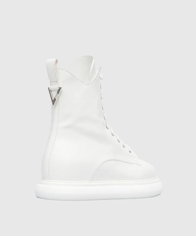 The Attico Selene white leather boots