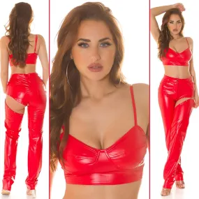 Top corpiño en color rojo polipiel