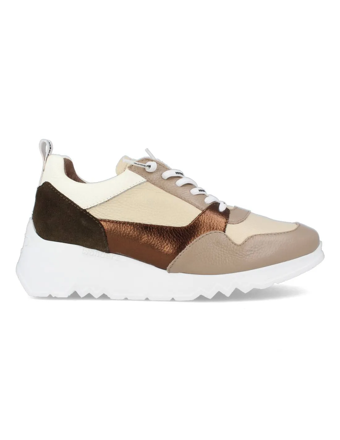 Wonders - Sneakers Plataforma Combinada Taupe Crema