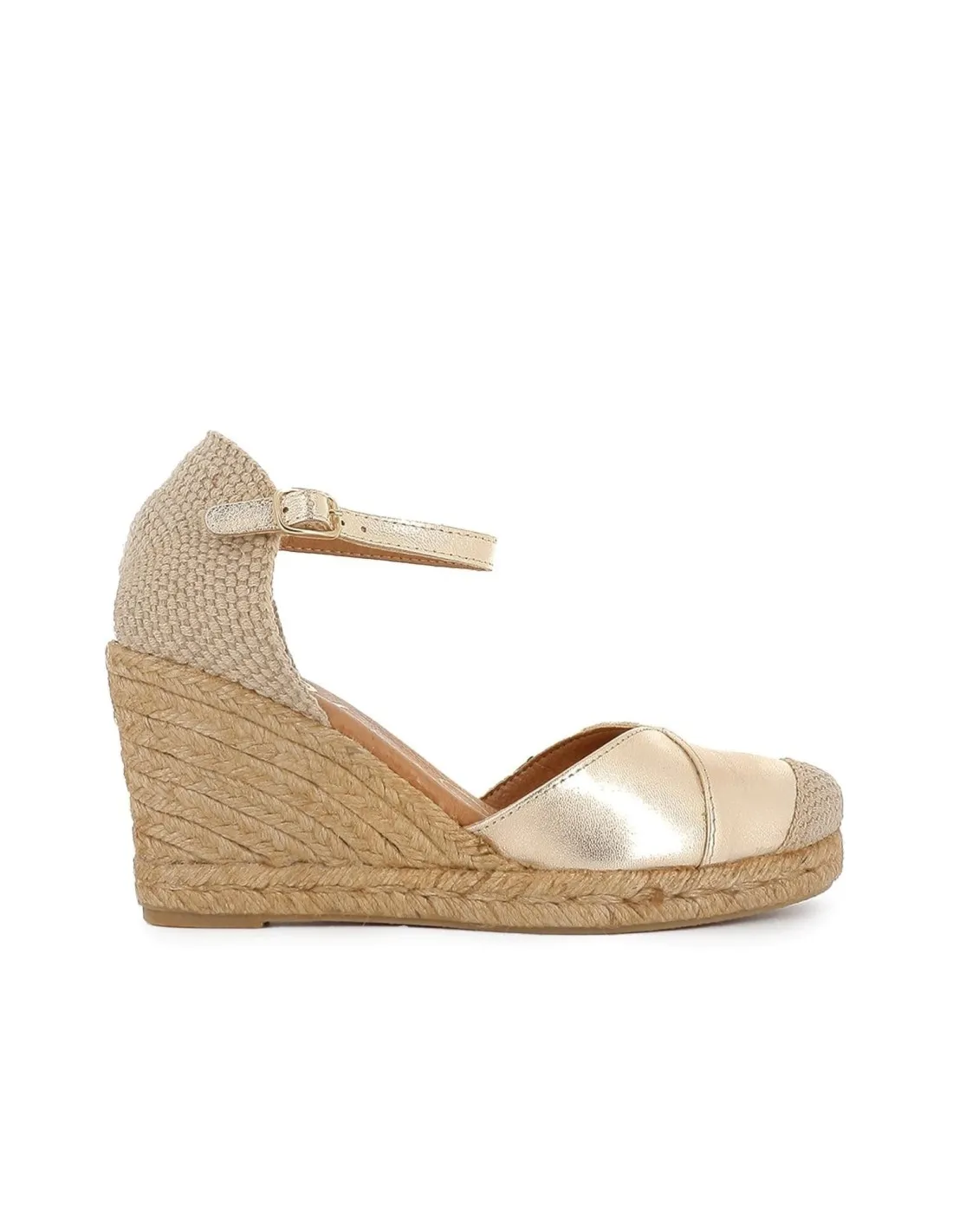 Zapato yute cuña y correa de mujer dorado Blue sandal